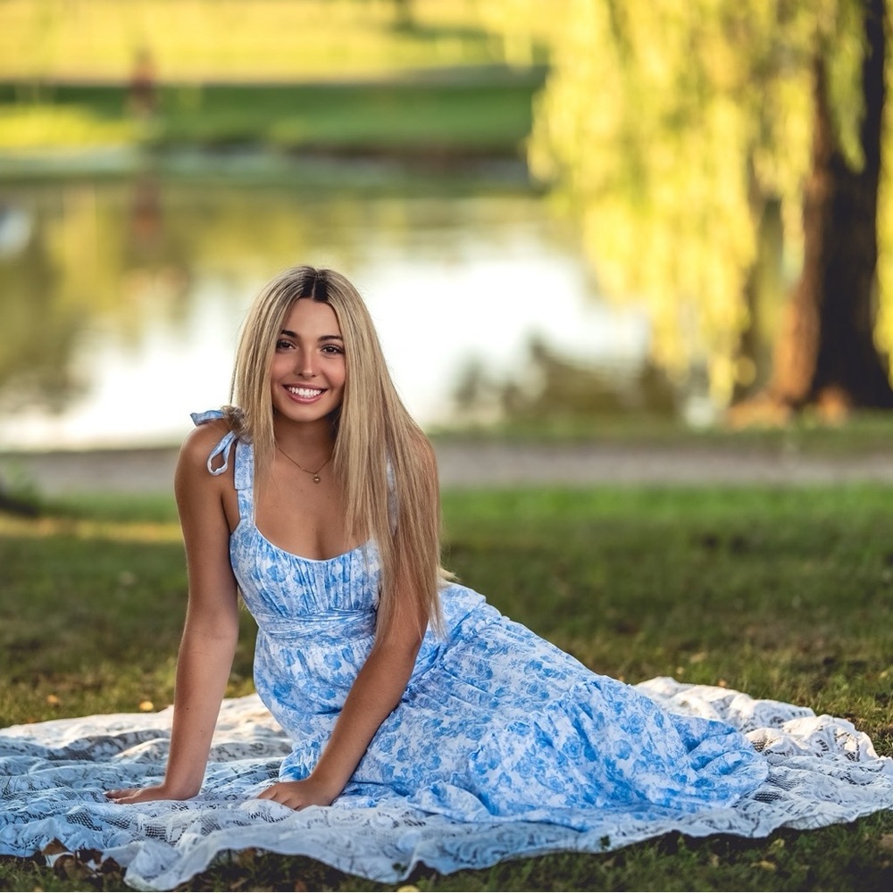 Blue Patterned Maxi Dress - Picture 6 of 6